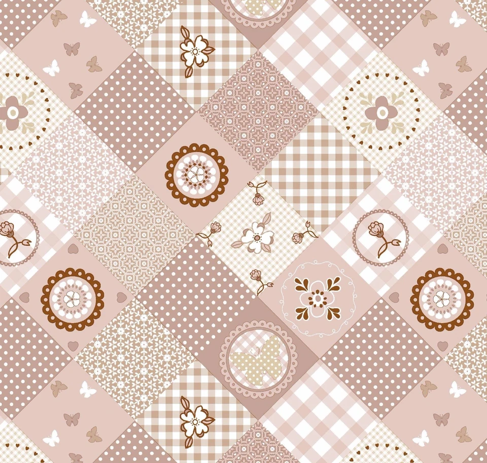 PVC TABLE CLOTH PATCH NATURAL GEO FLORAL CHECK POLKA BROWN LATTE WIPEABLE COVER - Image 1 of 1