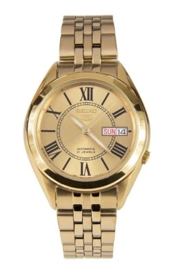 Seiko 5 SNKL38 Men's Gold Tone Stainless Steel Gold Roman Dial Automatic Watch - Image 1 of 2
