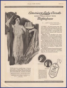 CORSÉS DE DAMA AMERICANA DE COLECCIÓN 1921 Lencería Mightybone Moda Anuncio Impreso Años 1920 - Imagen 1 de 1