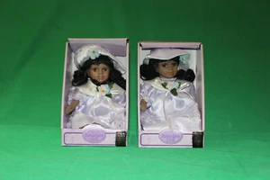 2 Collectable Bisque Porcelain Dolls Fully Dressed In Original Box - Picture 1 of 3
