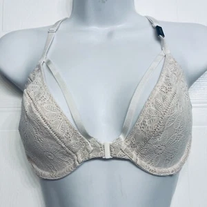 Victoria’s Secret Very Sexy Unlined Demi Bra Front Close Lace Two Tone 32DD NEW - Picture 1 of 12