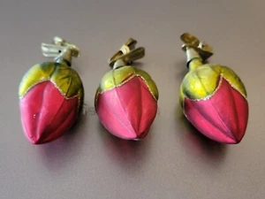 Vintage Glass Clip on Tulips Christmas Ornaments - Red & Gold Very Unusual (2) - Picture 1 of 7