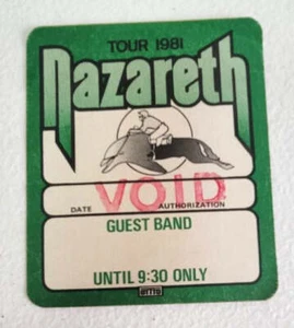 Nazareth on Tour 1981 - Guest Band Backstage Pass - Picture 1 of 1