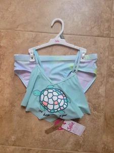 Justice Girls 2 Piece Flounce Top Bikini Swimsuit Mint Size XL(16/18) - Picture 1 of 2