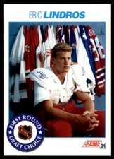 1991-92 SCORE CANADIAN BILINGUAL ERIC LINDROS (FIRST ROUND DRAFT PICK) OSHAWA