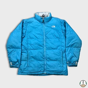 Chaqueta The North Face para mujer mediana azul Nuptse 600 plumón abrigo acolchado para exteriores - Imagen 1 de 9