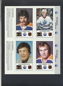 1988 Edmonton Oilers 10th Ann. Sheet 4 Cards Smith Campbell Program Inserts