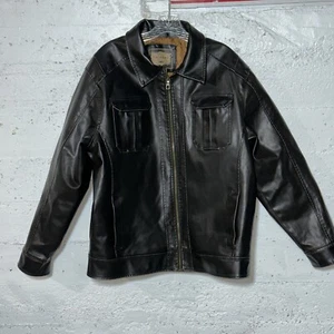 Vtg Arizona Jean Co Grunge Faux Leather Men's Racer Motorcycle Zip Jacket Large - Picture 1 of 9