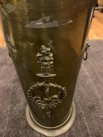 Antique Vintage Brass Decorated Umbrella Stand, 2.5" Tall, 10" Dia, c. 1850-1899 Cover