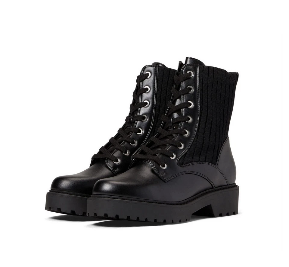 Calvin Klein Women's Samica Lug Sole Combat Lace Up Black Boots US 9 - Image 1 of 1