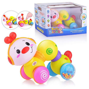 Baby Crawling Toys,Musical Inchworm Toy with Light Up Face Toddler Caterpillar