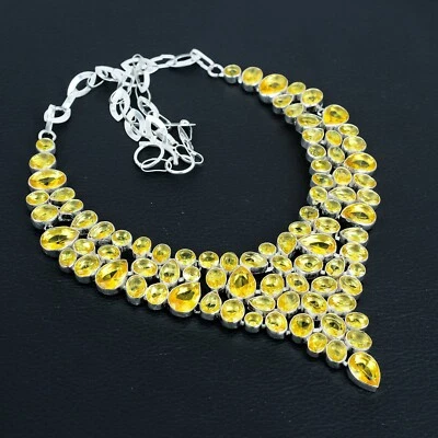 Lemon Topa Diopside Gemstone Handmade 925 Silver Sterling Necklace JewelryPN-265 - Image 1 of 4