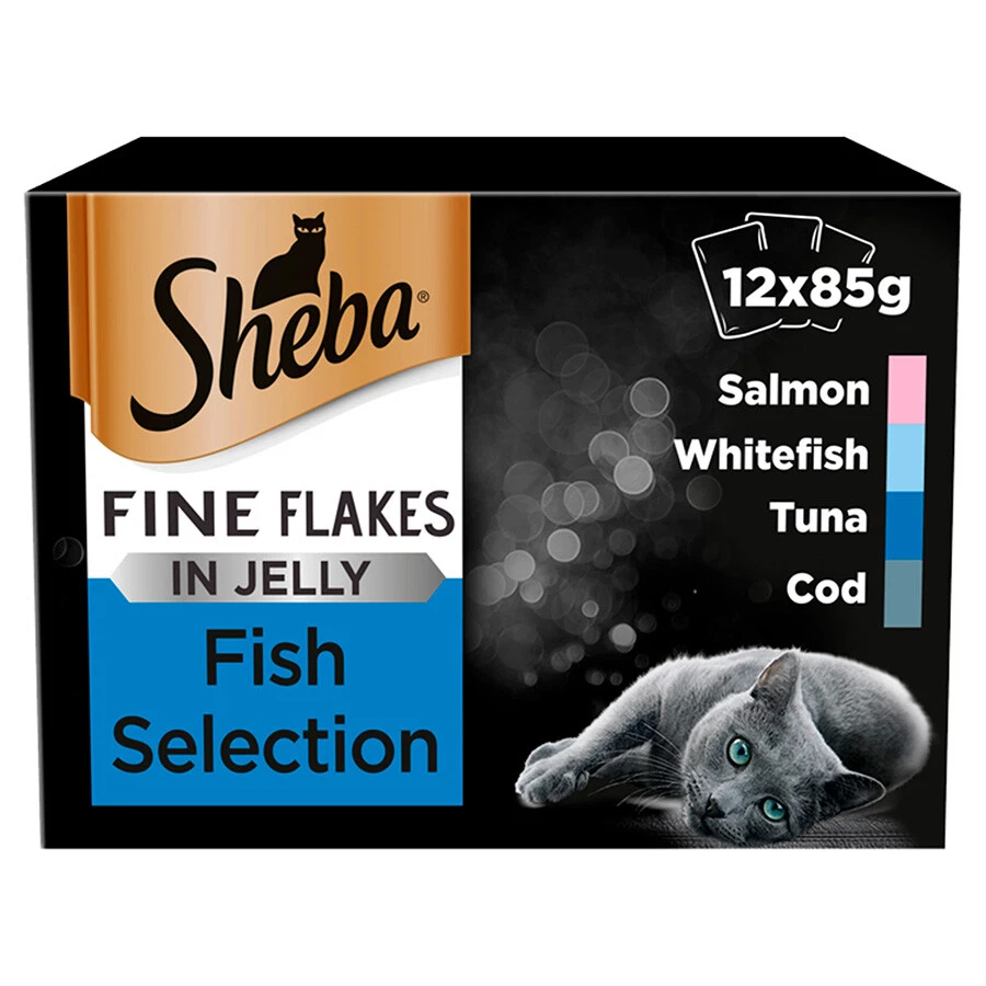 Comida húmeda para gatos adultos Sheba Fine Flakes pescado en gelatina - 12 x 85 g Foto 1 de 1