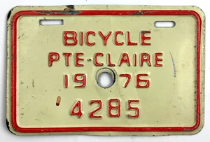 Vintage 1976 Bicycle License Plate Tag Pointe-Claire Montreal Quebec Canada 4285 - Picture 1 of 3