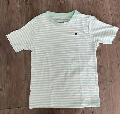 Tommy Hilfiger Light Green & White Striped Shirt Boys Size 6 - Image 1 of 4