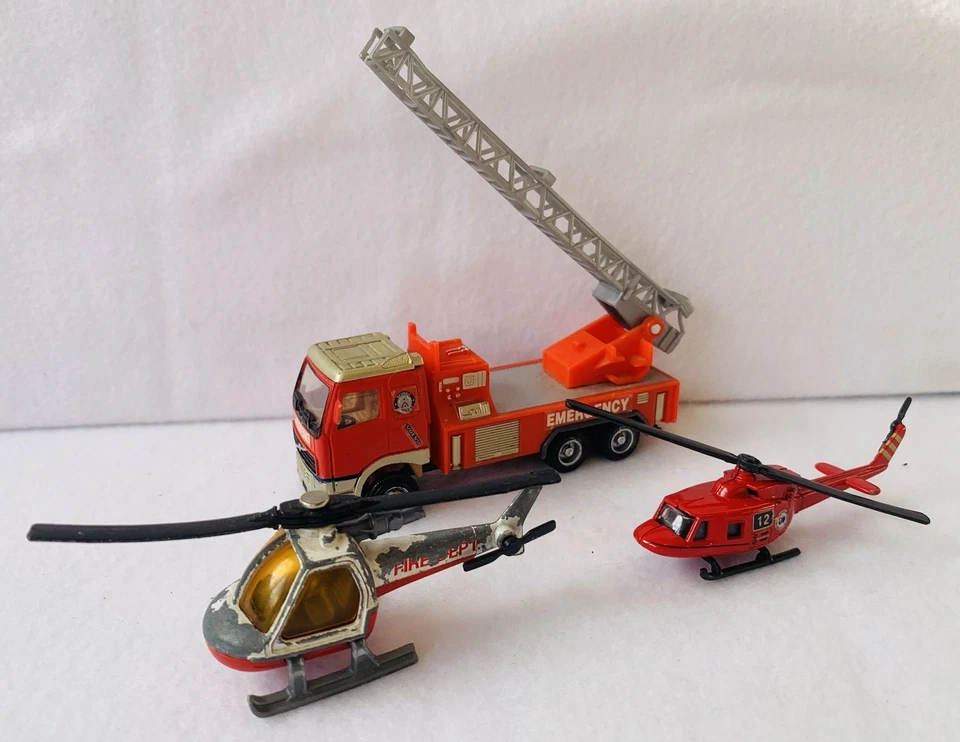 3x Fire Dept Toys, Inc Kentoys Volvo Fire Engine, Matchbox 1:110 helicóptero, PW Foto 1 de 4