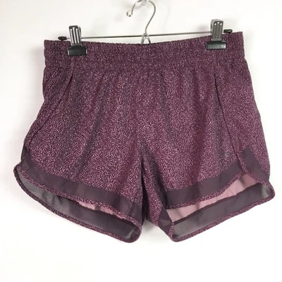 Athleta Womens Medium Printed Mesh Racer Run Shorts Purple Active 4" - Image 1 of 4