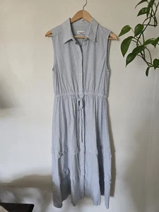 Vestido sin mangas Calvin Klein talla 10 para mujer mezcla de lino azul blanco a rayas - Imagen 1 de 7