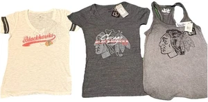 Chicago Blackhawks Women’s (3) TEE Bundle Size Medium NWT Reebok Levelwear Touch - Picture 1 of 8