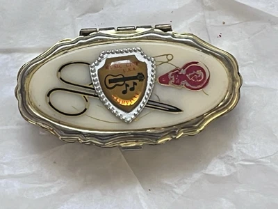 Vintage Compact Mirror Sewing / Pill Box Case Nashville Music City USA Emblem - Image 1 of 4