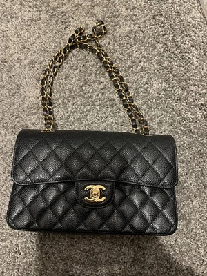 New CHANEL Classic small double Flap shoulder Bag Black caviar Gold  hardware - Image 1 of 4