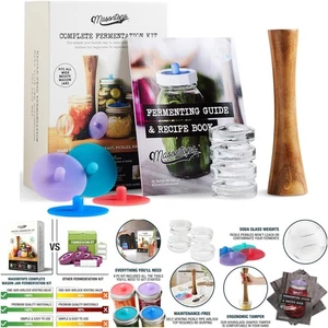 Kit de fermentación 4 frascos de albañil herramientas de encurtido boca ancha fabricación de chucrut - Imagen 1 de 8