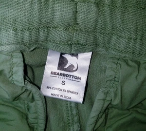 Bearbottom Clothing Sz S Green Corduroy Pants Stretch Drawstring Ankle - Picture 1 of 6
