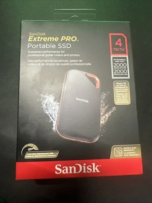 4TB SanDisk Extreme PRO Portable SSD Up to 2000MB/s USB-C USB 3.2 Gen 2x2 - Image 1 of 4