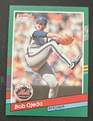 1991 Donruss Bob Ojeda Baseball Card #584 Mets Pitcher VG O/C - Image 1 of 2