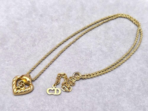 Collana Christian Dior CD Logo Placcato Oro 44cm Unisex Gioielli Moda