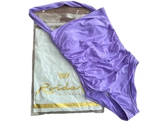 Roidal Lilac Ruched Halter Neck /Bandeau One Piece Swimsuit B Cup GB 10 NEW - Picture 1 of 13