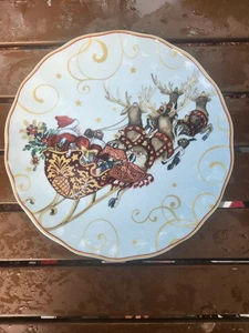 Williams Sonoma Twas The Night Before Christmas Dinner Plate Santa Sleigh NWOT - Picture 1 of 11