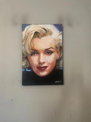 Marilyn Monroe Portrait 12" x 18" Pop Art Painting Chris Cargill - Image 1 of 4