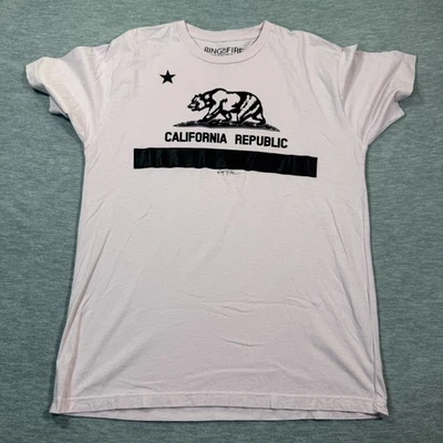 Camiseta Ring Of Fire Hombre Grande Blanca California Republic Bear Gráfico Camiseta Informal Foto 1 de 4