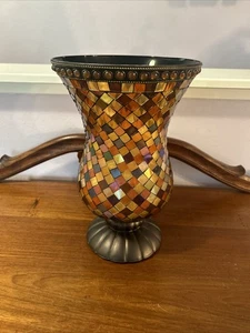 PartyLite GLOBAL FUSION Hurricane Mosaik Glas Regenbogen Kerzenhalter 12" hoch - Bild 1 von 10