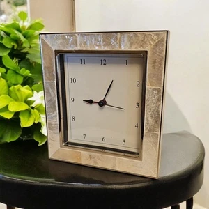 Lovely Mother of Pearl Retro Art Deco Quartz Alarm Desk Clock Quality Heavy 5" - Picture 1 of 7