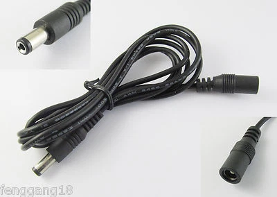 5pcs CCTV DC Power Plug Jack Cable Socket 5.5x2.1mm Female To 5.5x2.1mm Male 1m - Image 1 of 2