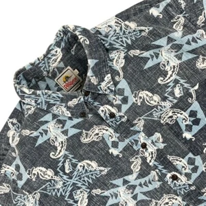 Surf Pendleton Reyn Spooner Shirt Mens L Blue Seahorse Hawaiian Button Front EUC - Picture 1 of 10