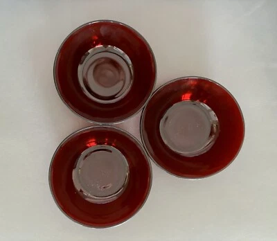 3 VTG Anchor Hocking Glass Royal Ruby Red Cranberry 4 5/8” Dessert Side Bowls - Image 1 of 4