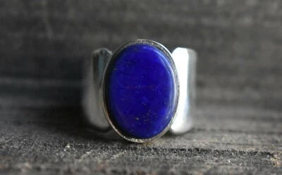 Anello In Argento Sterling 925 Con Gemma Naturale In Lapis Lazuli Per Uomo #982 - Immagine 1 di 3