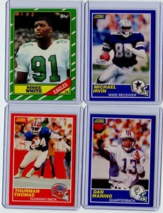 1986 Topps & 1989 Score 4 Card Lot Inc. White RC, Irvin RC, Thomas RC, Marino - Bild 1 von 2