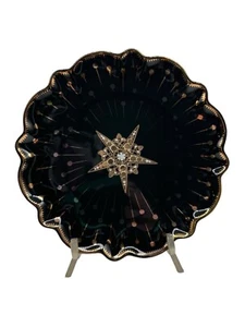 Catherine Martin Starry Night Anthropologie Dessert Plate 8" Black Gold Art Deco - Picture 1 of 14
