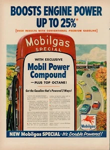1954 Mobil Oil Gas Car Auto Automobile Vintage Old Print Ad Pegasus Mobilgas - Picture 1 of 8