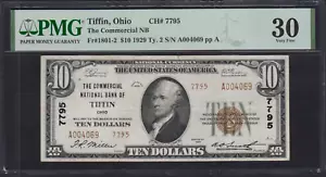 1929 Tiffin Ohio $10 Type 2 National Banknote Charter 7795 PMG Very Fine 30 - Picture 1 of 2