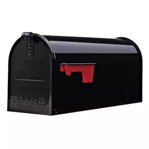 MEDIUM Post Mount Mailbox Standard Mail Unit Galvanized Black Steel Durable - Picture 1 of 12