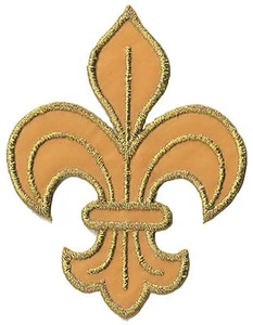 Patch écusson patche fleur de lys dorée brodé thermocollant - Picture 1 of 2