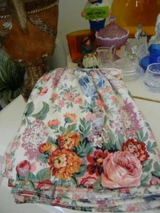 VINTAGE RALPH LAUREN ALLISON ENGLISH GARDEN FLORAL QUEEN COTTON BEDSKIRT EUC - Picture 1 of 4