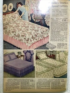 1955 Spiegel Catalog Print Ad MCM Curtains Bedspreads Cafe Curtain Sets Cheery - Picture 1 of 3