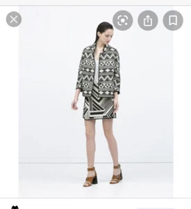 Zara NWT XS Jacket Blazer Black & Off White, Lined, Pockets Faux Leather Trim - Picture 1 of 2