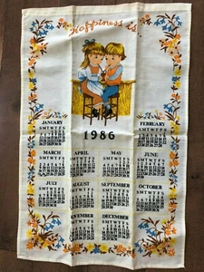 Vintage 1986 Calendar Tea Towel Country Kitchen Farmhouse Decor NICE! - Picture 1 of 1